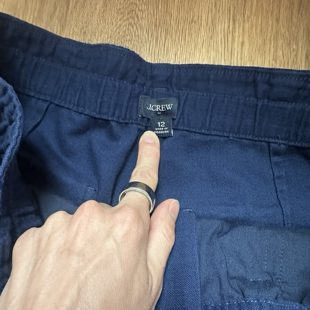 J Crew NWOT Navy 100% Cotton High Rise Straight Leg Pant Size 12 - Picture 4 of 8